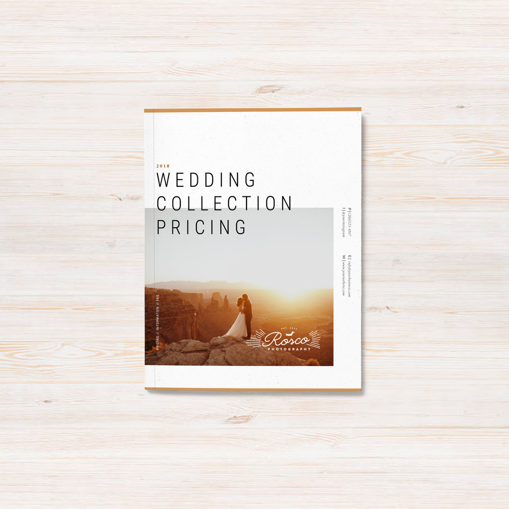 Adventure elopement and wedding photographer pricing guide template. Rosco template.